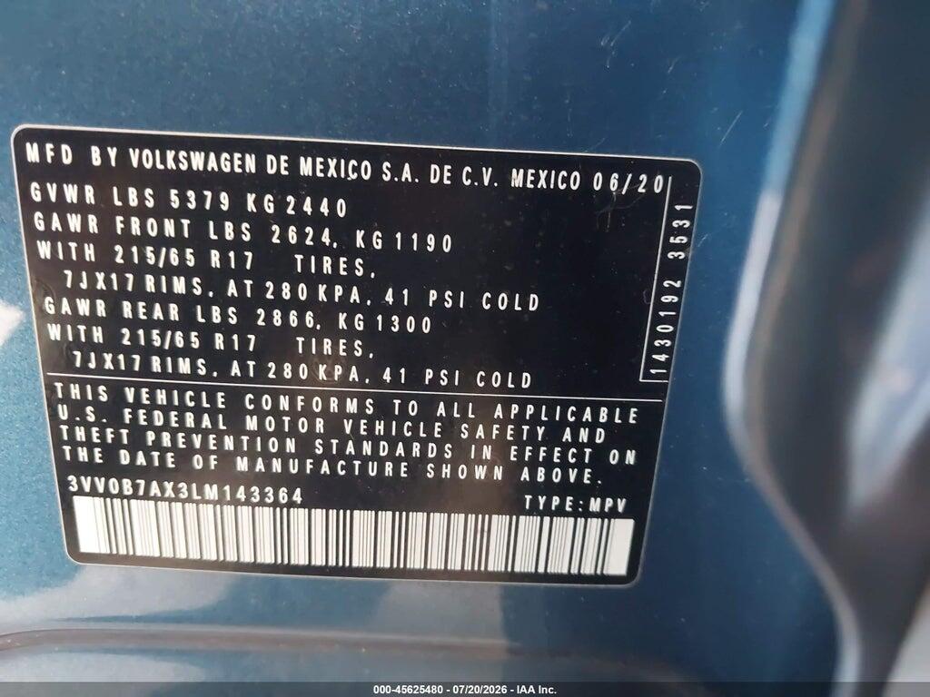 3VV0B7AX3LM143364 2020 VOLKSWAGEN TIGUAN photo no. 9