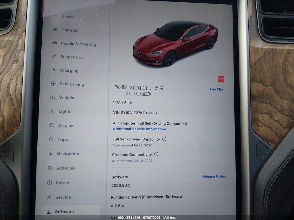 5YJSA1E27KF312133 2019 TESLA MODEL S photo no. 7