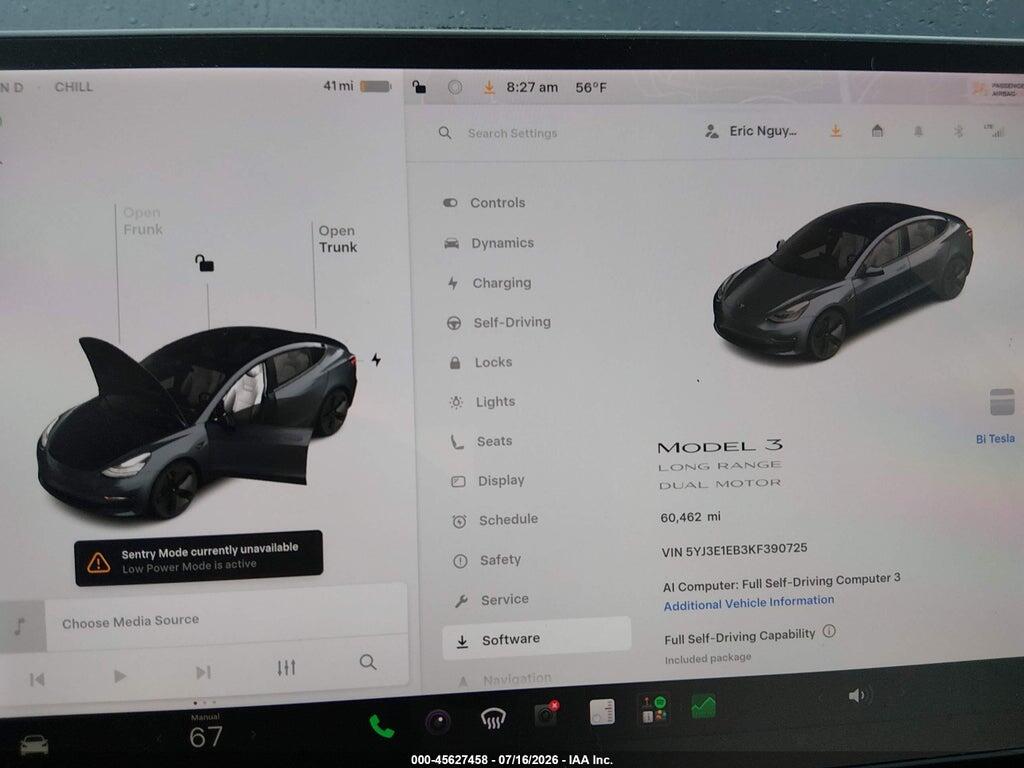 5YJ3E1EB3KF390725 2019 TESLA MODEL 3 photo no. 7
