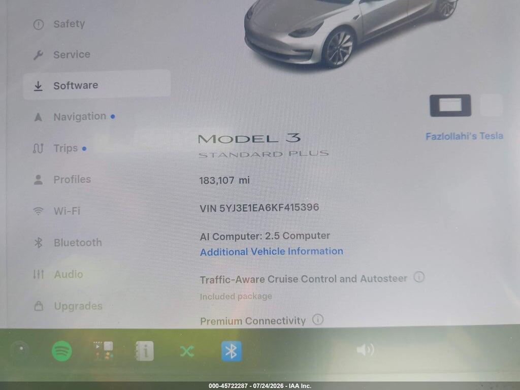 5YJ3E1EA6KF415396 2019 TESLA MODEL 3 photo no. 7