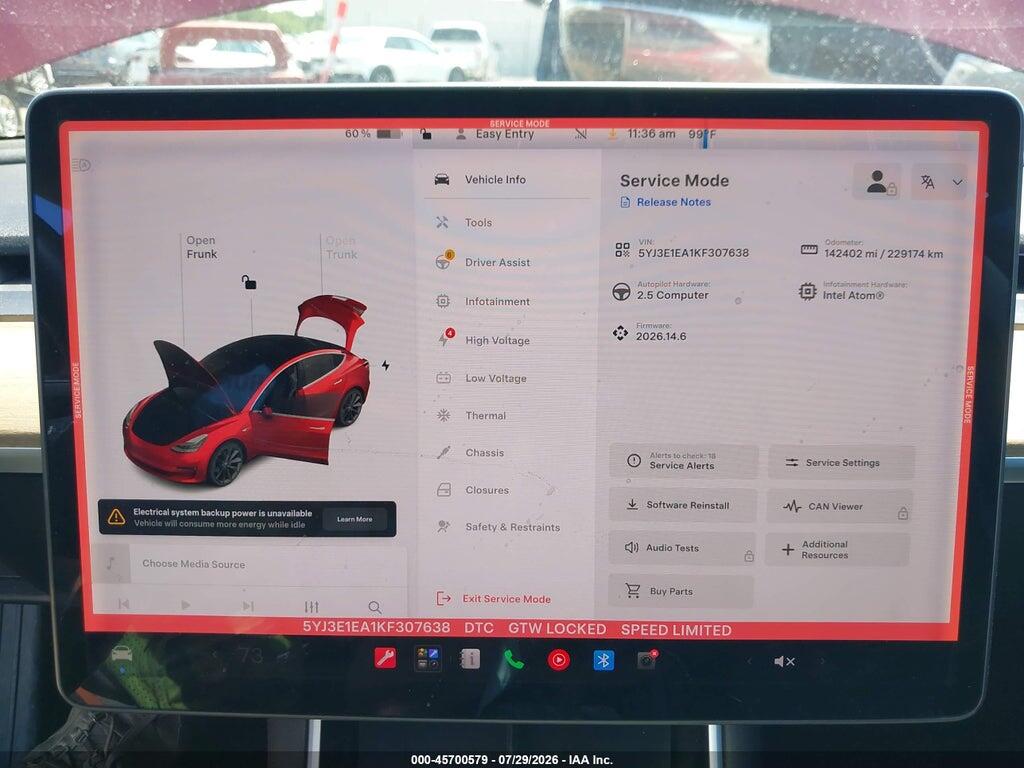 5YJ3E1EA1KF307638 2019 TESLA MODEL 3 photo no. 7