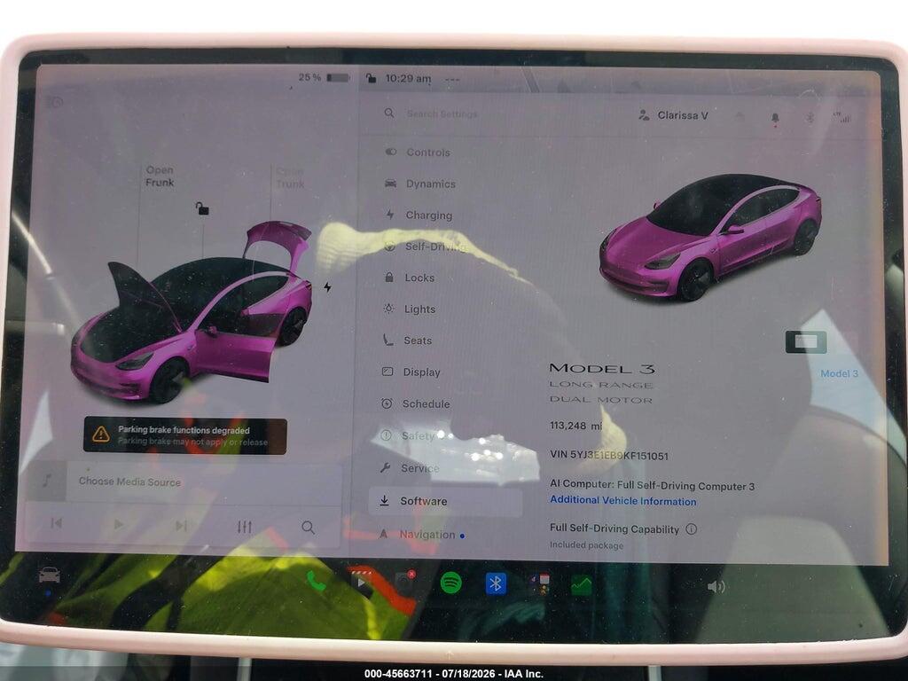 5YJ3E1EB9KF151051 2019 TESLA MODEL 3 photo no. 7