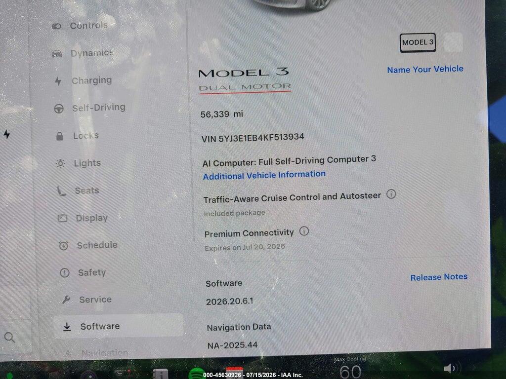 5YJ3E1EB4KF513934 2019 TESLA MODEL 3 photo no. 7