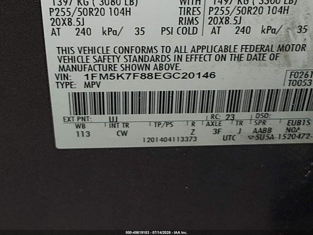 1FM5K7F88EGC20146 2014 FORD EXPLORER photo no. 9