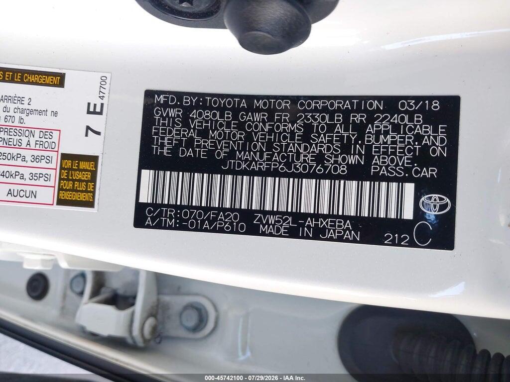 JTDKARFP6J3076708 2018 TOYOTA PRIUS PRIME photo no. 9