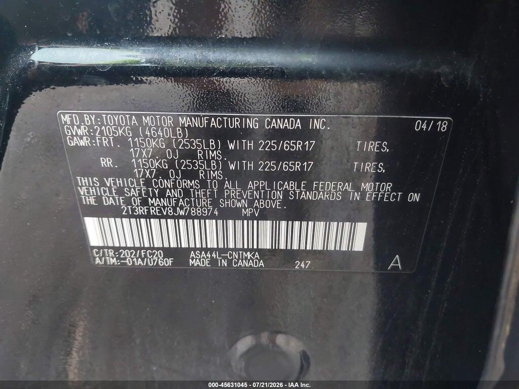 2T3RFREV8JW788974 2018 TOYOTA RAV4 photo no. 9