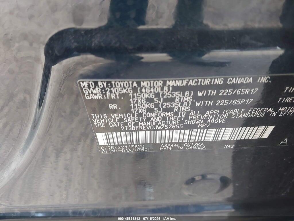 2T3BFREV0JW757655 2018 TOYOTA RAV4 photo no. 9