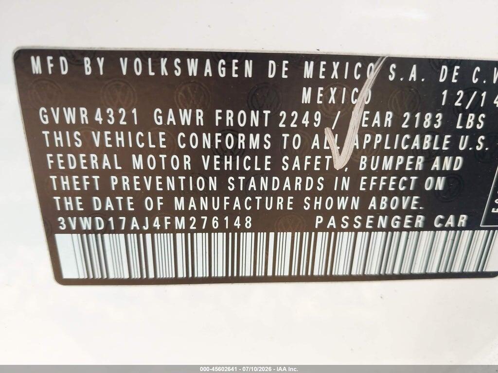 3VWD17AJ4FM276148 2015 VOLKSWAGEN JETTA photo no. 9