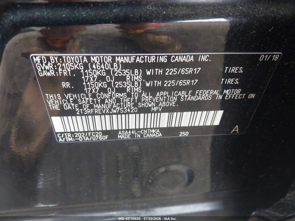 2T3RFREVXJW753420 2018 TOYOTA RAV4 photo no. 9