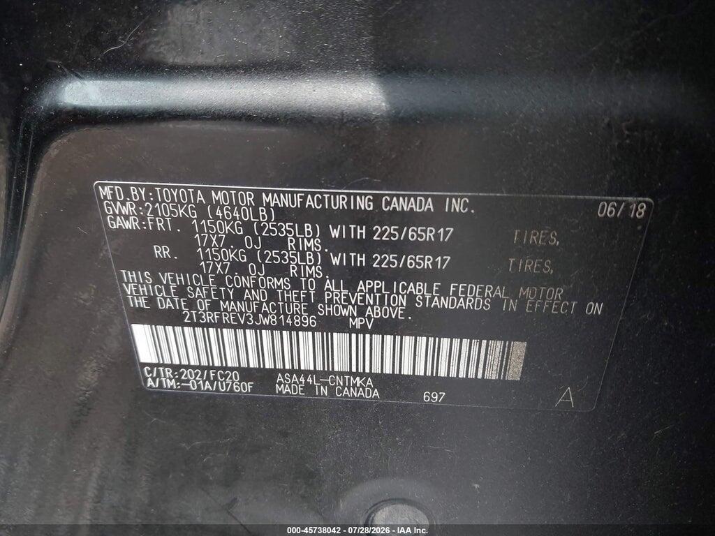 2T3RFREV3JW814896 2018 TOYOTA RAV4 photo no. 9