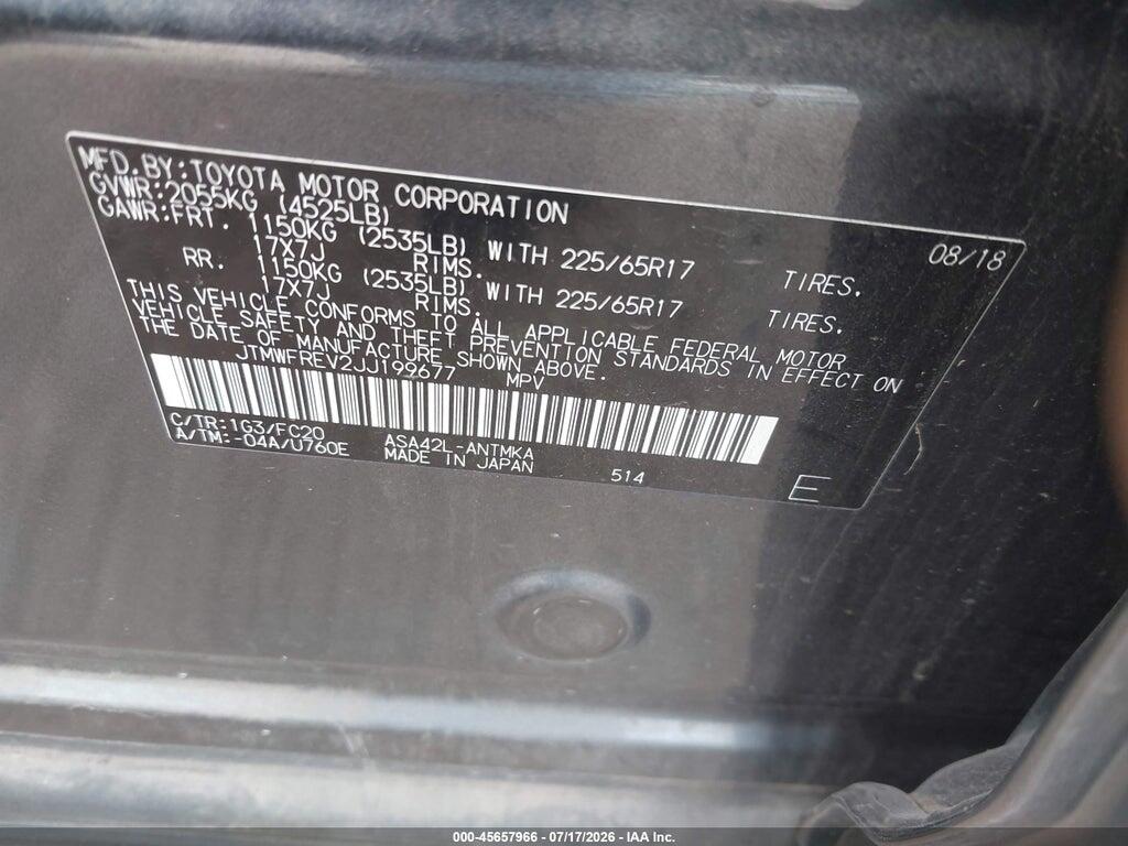 JTMWFREV2JJ199677 2018 TOYOTA RAV4 photo no. 9