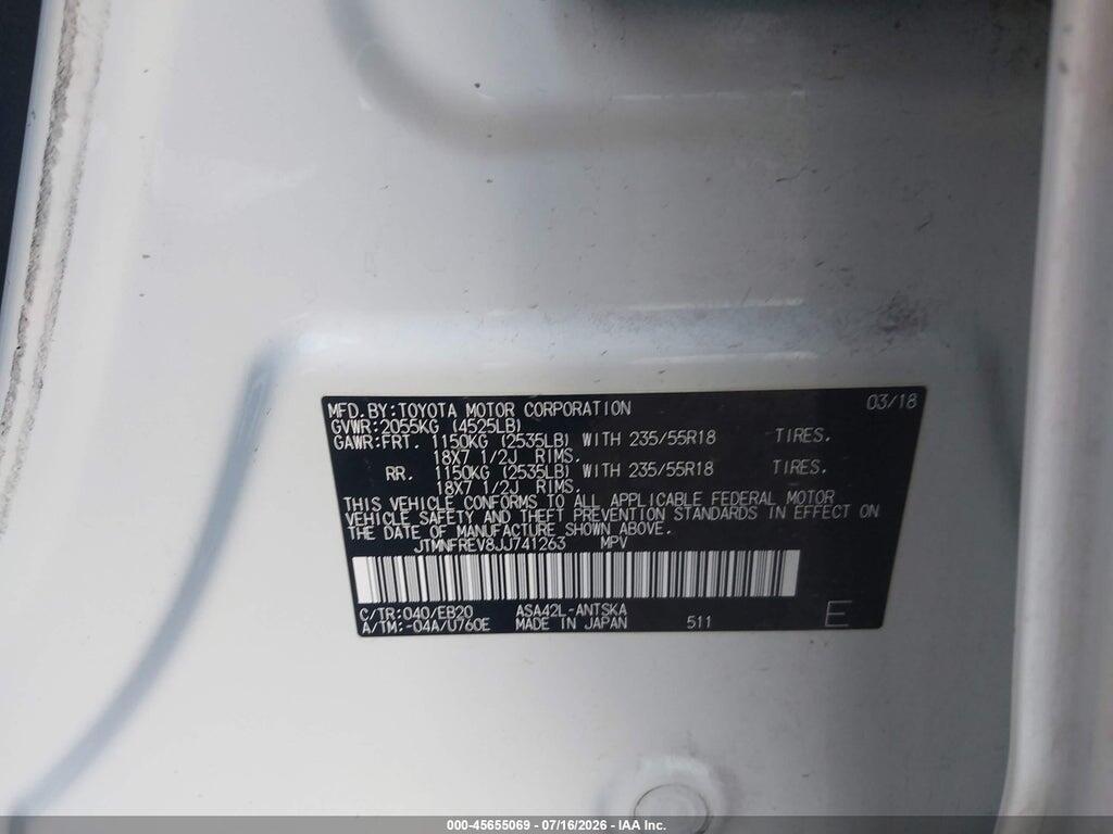 JTMNFREV8JJ741263 2018 TOYOTA RAV4 photo no. 9