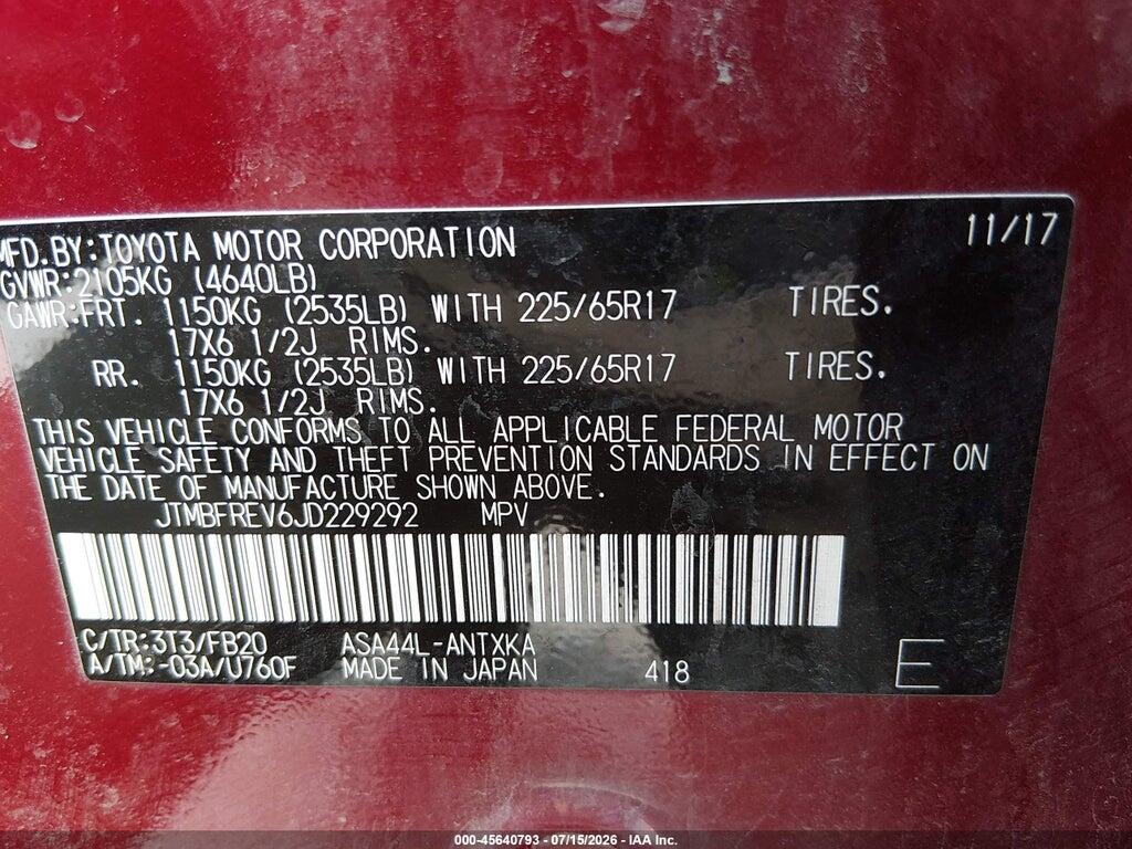 JTMBFREV6JD229292 2018 TOYOTA RAV4 photo no. 9