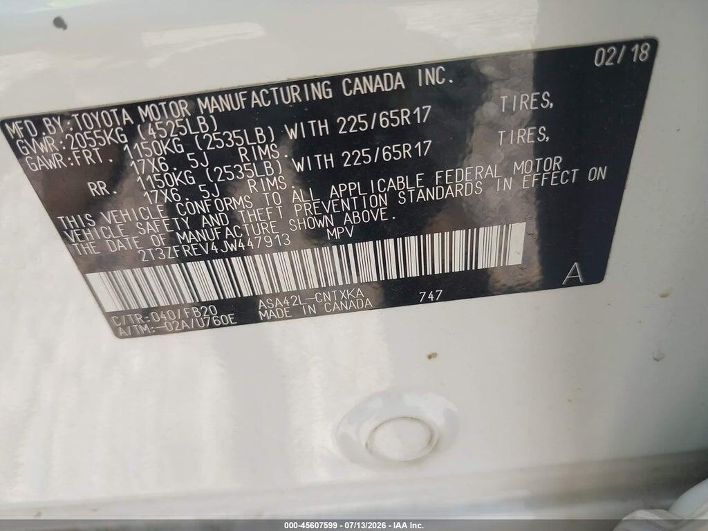 2T3ZFREV4JW447913 2018 TOYOTA RAV4 photo no. 9