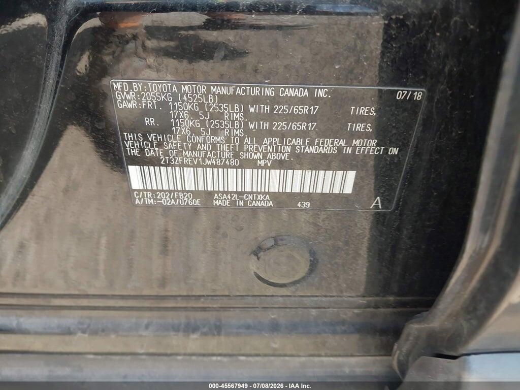 2T3ZFREV1JW487480 2018 TOYOTA RAV4 photo no. 9