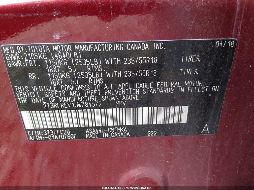 2T3RFREV1JW784572 2018 TOYOTA RAV4 photo no. 9