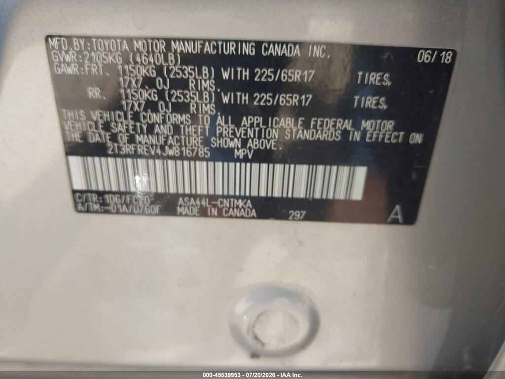 2T3RFREV4JW816785 2018 TOYOTA RAV4 photo no. 9