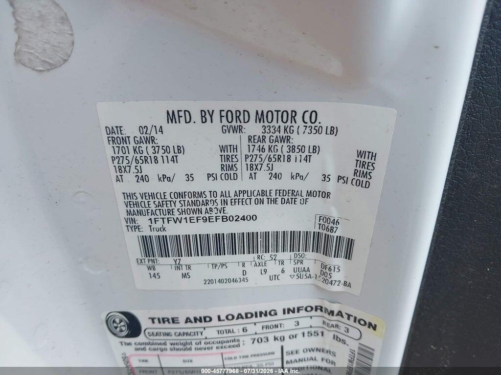 1FTFW1EF9EFB02400 2014 FORD F-150 photo no. 9