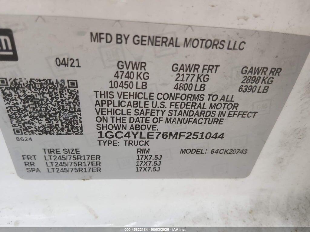 1GC4YLE76MF251044 2021 CHEVROLET SILVERADO 2500HD photo no. 8