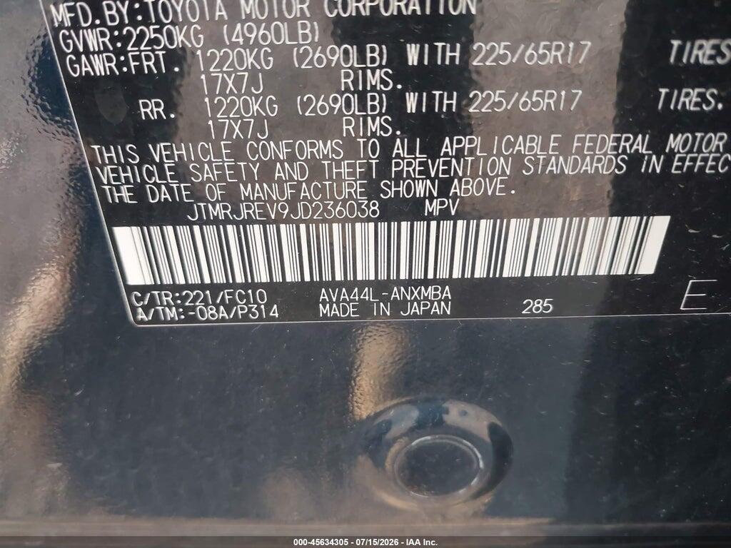 JTMRJREV9JD236038 2018 TOYOTA RAV4 HYBRID photo no. 9