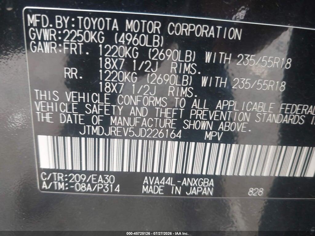 JTMDJREV5JD226164 2018 TOYOTA RAV4 HYBRID photo no. 9