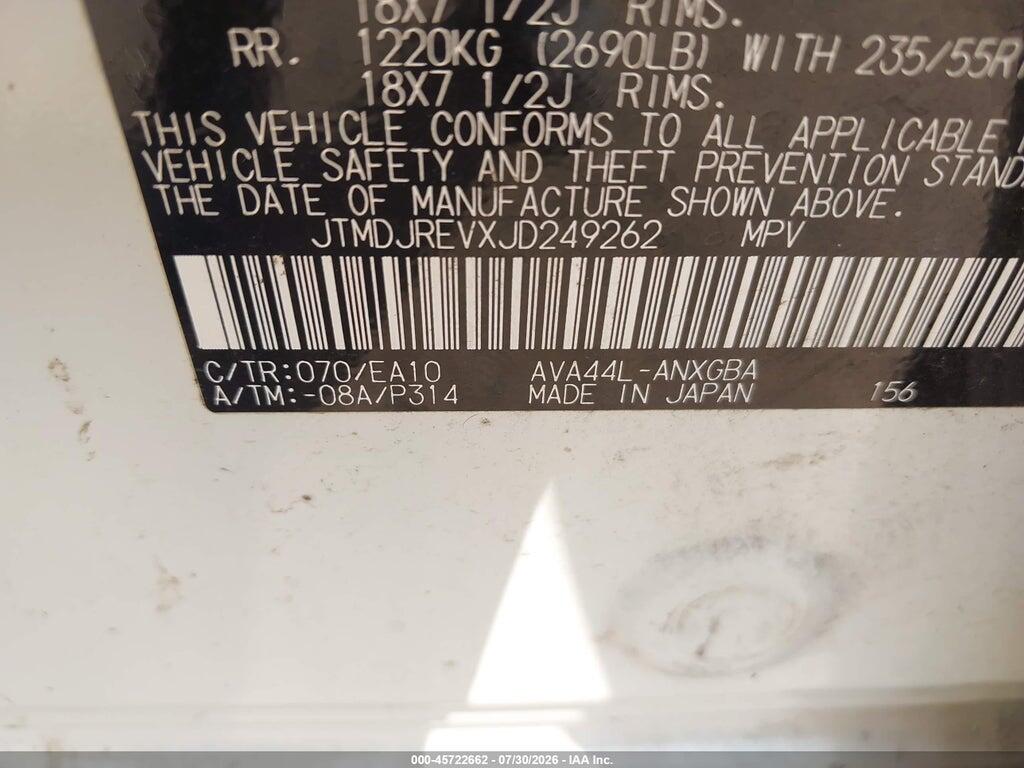 JTMDJREVXJD249262 2018 TOYOTA RAV4 HYBRID photo no. 9
