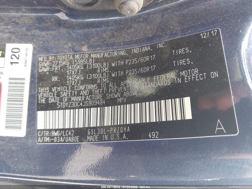 5TDYZ3DC4JS909484 2018 TOYOTA SIENNA photo no. 9