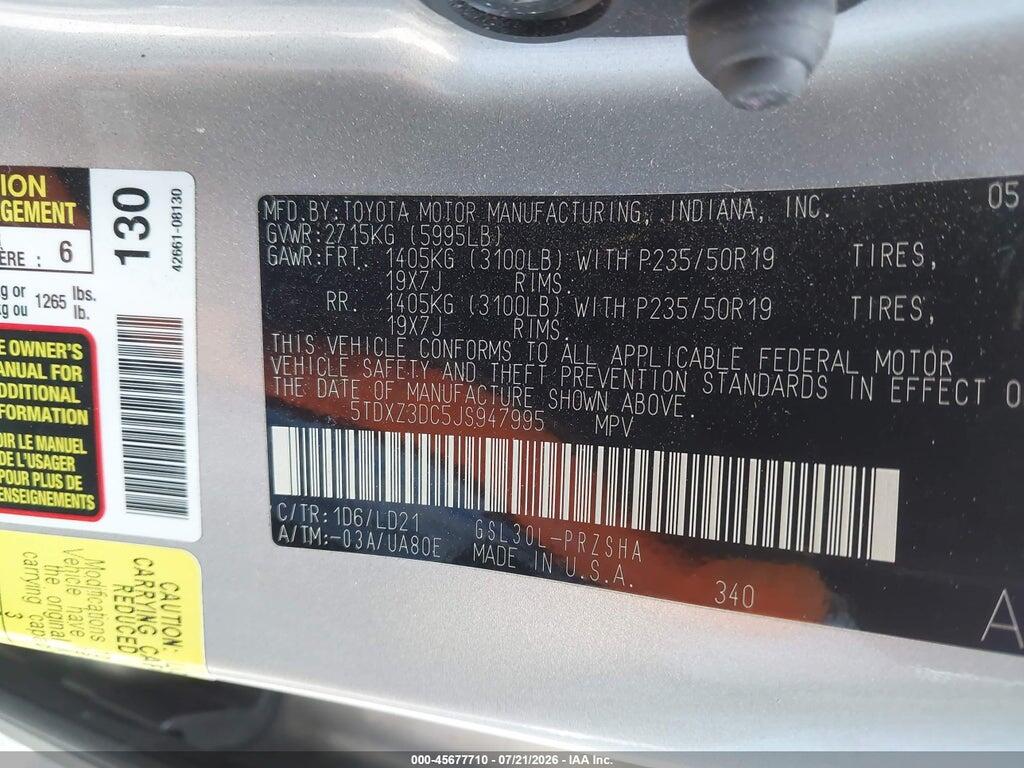 5TDXZ3DC5JS947995 2018 TOYOTA SIENNA photo no. 9