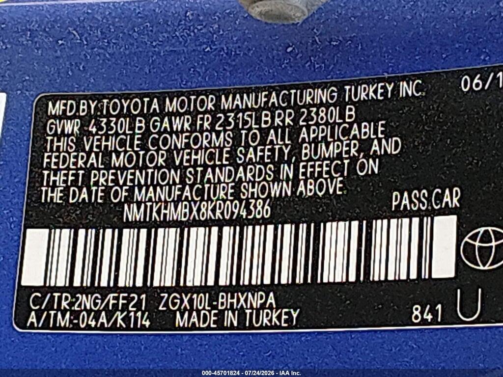 NMTKHMBX8KR094386 2019 TOYOTA C-HR photo no. 9