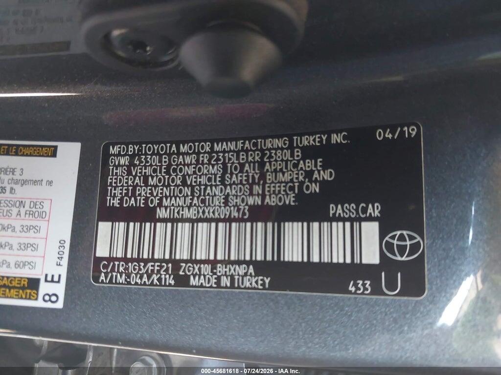 NMTKHMBXXKR091473 2019 TOYOTA C-HR photo no. 9