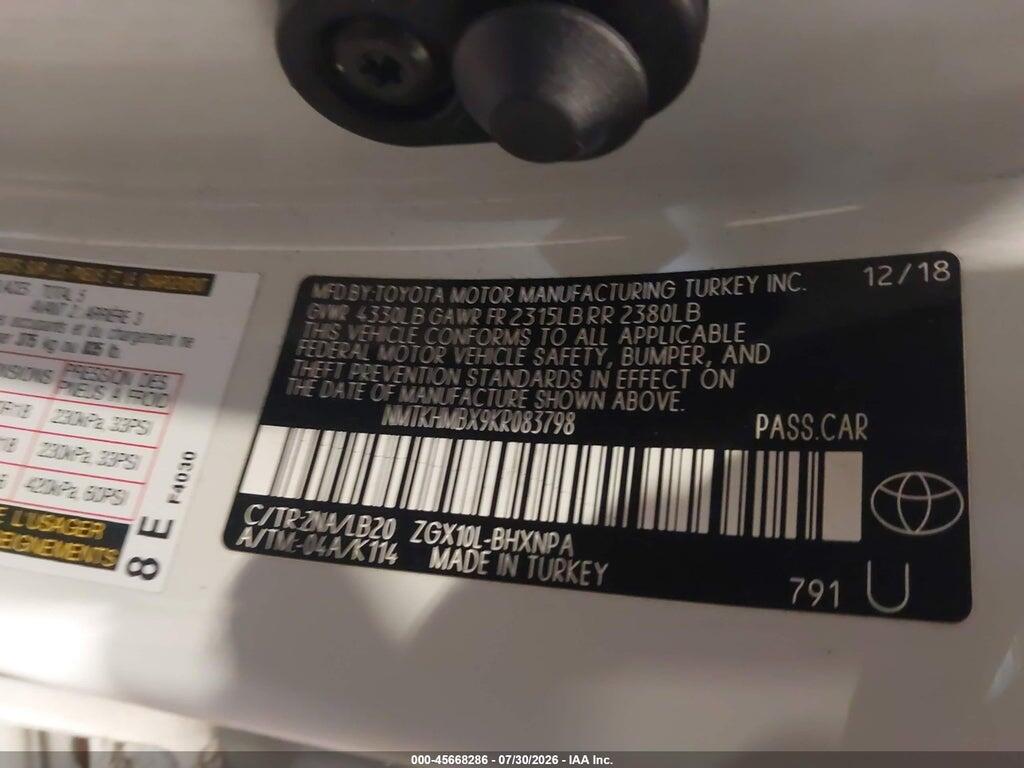 NMTKHMBX9KR083798 2019 TOYOTA C-HR photo no. 9