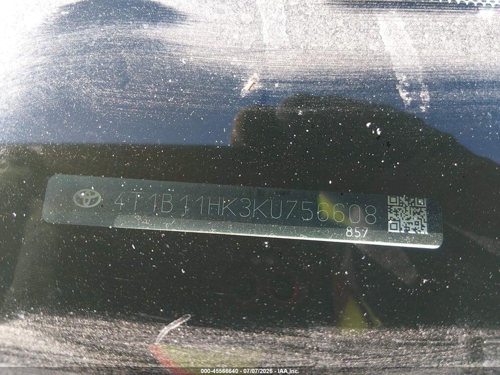 4T1B11HK3KU756608 2019 TOYOTA CAMRY photo no. 9