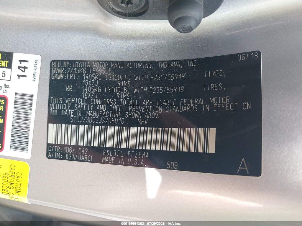5TDJZ3DC3JS206010 2018 TOYOTA SIENNA photo no. 9