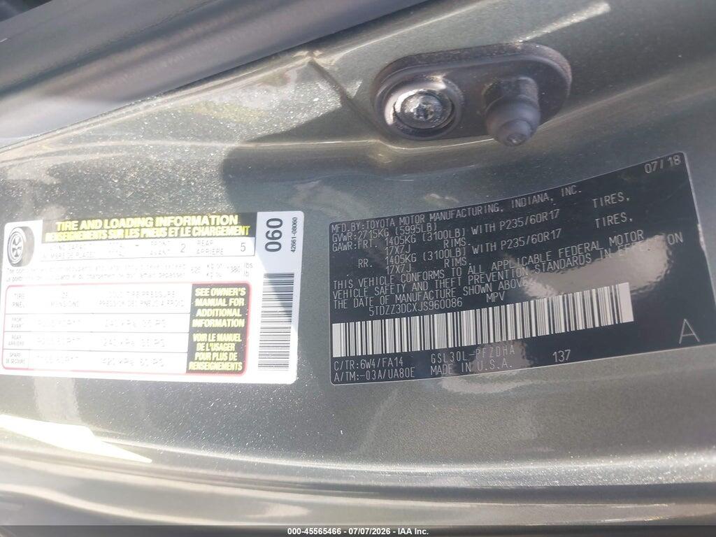 5TDZZ3DCXJS960086 2018 TOYOTA SIENNA photo no. 9