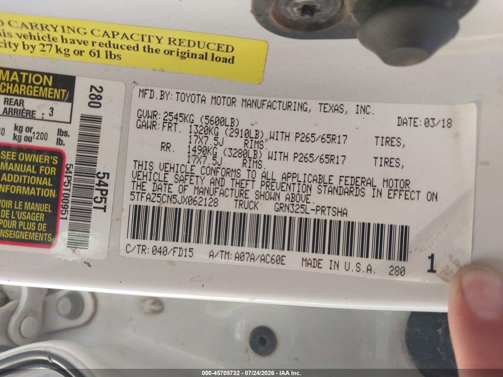 5TFAZ5CN5JX062128 2018 TOYOTA TACOMA photo no. 9
