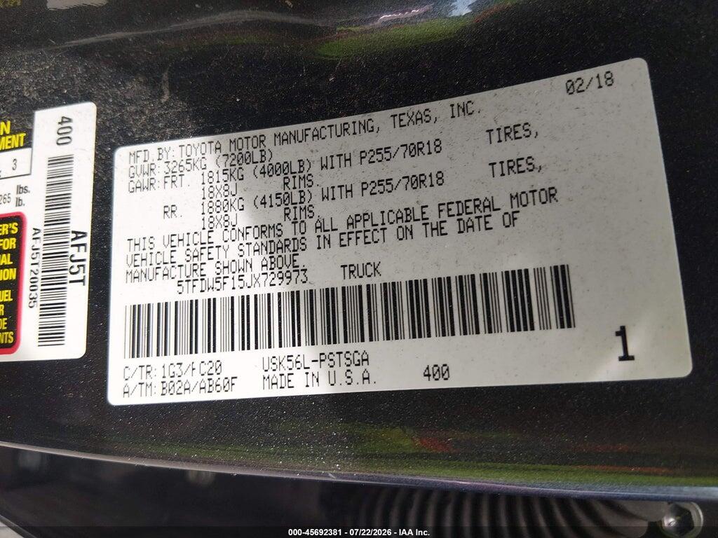 5TFDW5F15JX729973 2018 TOYOTA TUNDRA photo no. 9