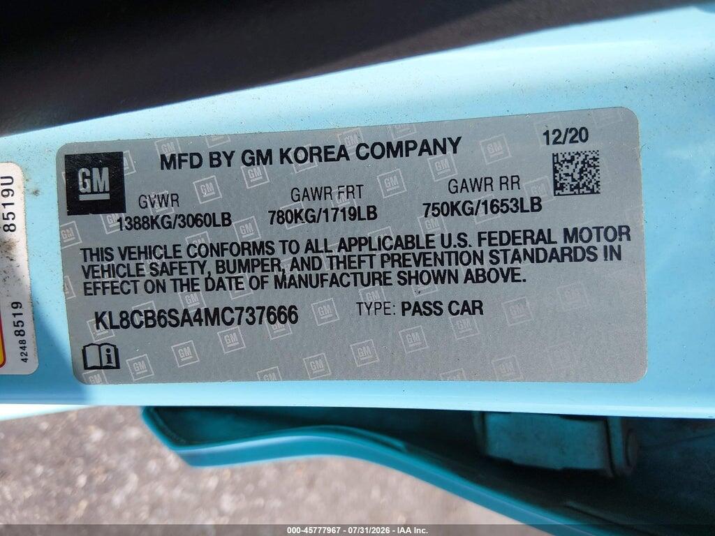 KL8CB6SA4MC737666 2021 CHEVROLET SPARK photo no. 9