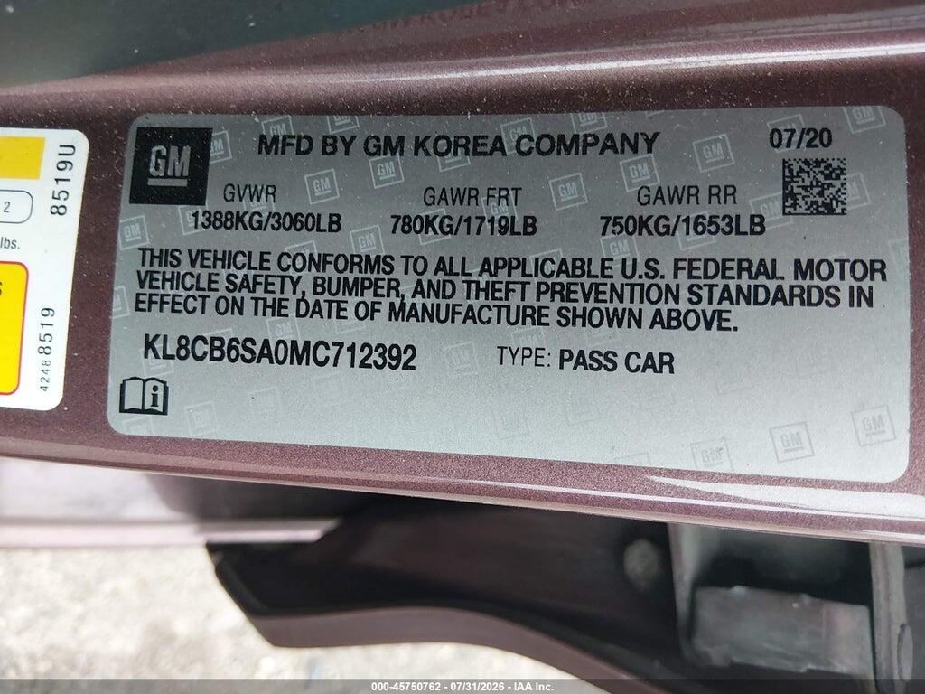 KL8CB6SA0MC712392 2021 CHEVROLET SPARK photo no. 9