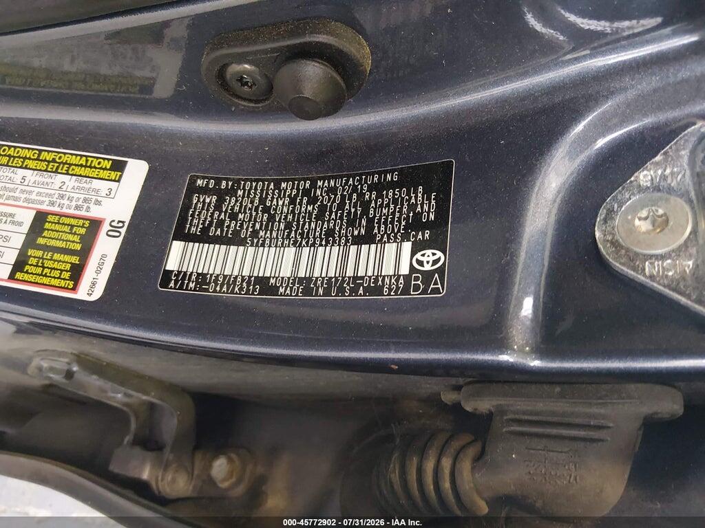 5YFBURHE7KP943383 2019 TOYOTA COROLLA photo no. 9