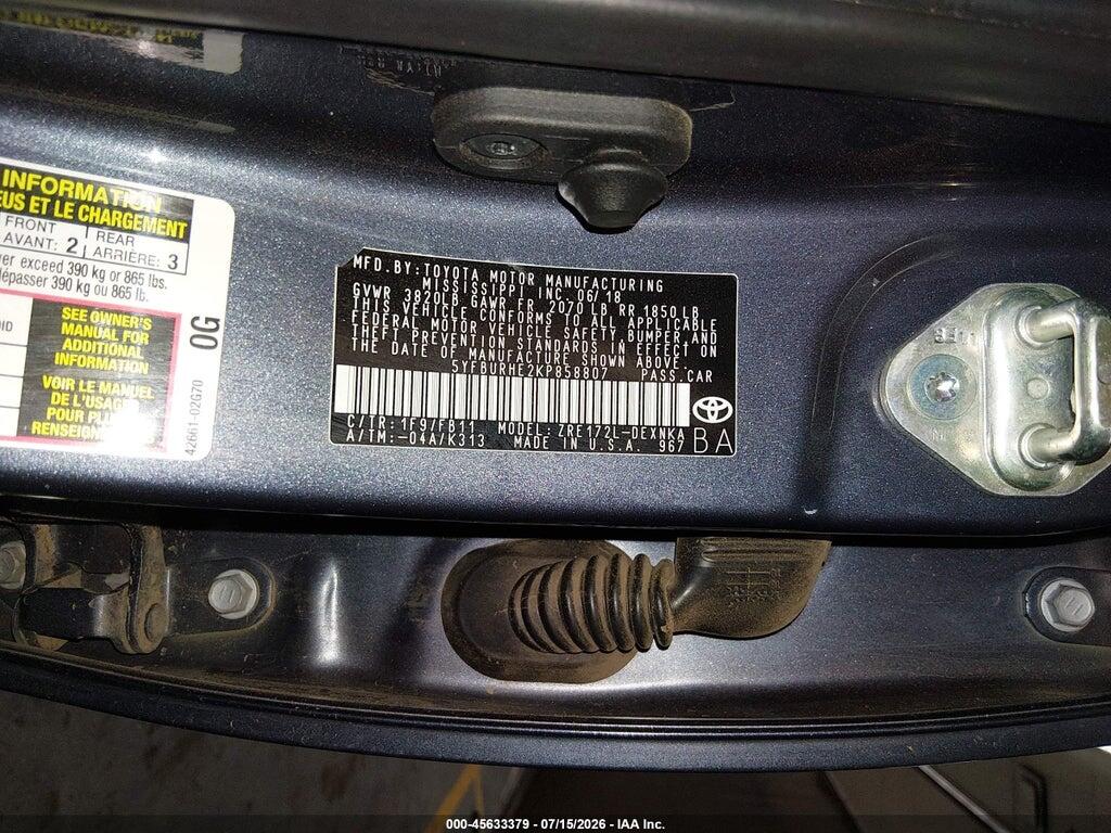 5YFBURHE2KP858807 2019 TOYOTA COROLLA photo no. 9