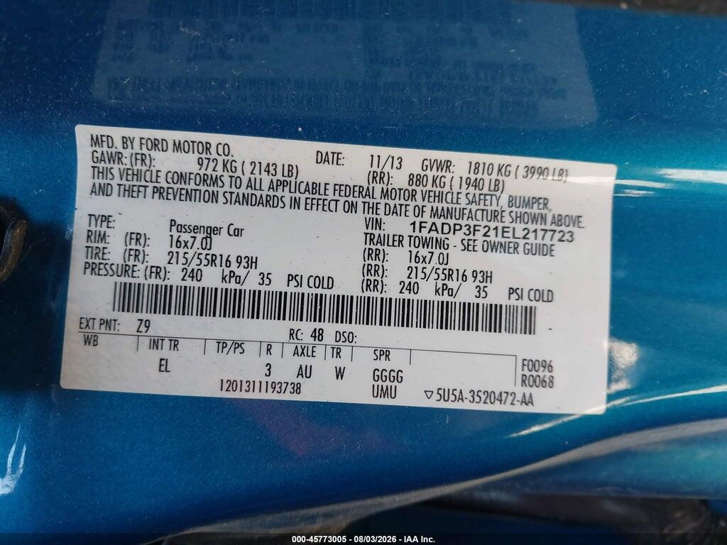 1FADP3F21EL217723 2014 FORD FOCUS photo no. 8