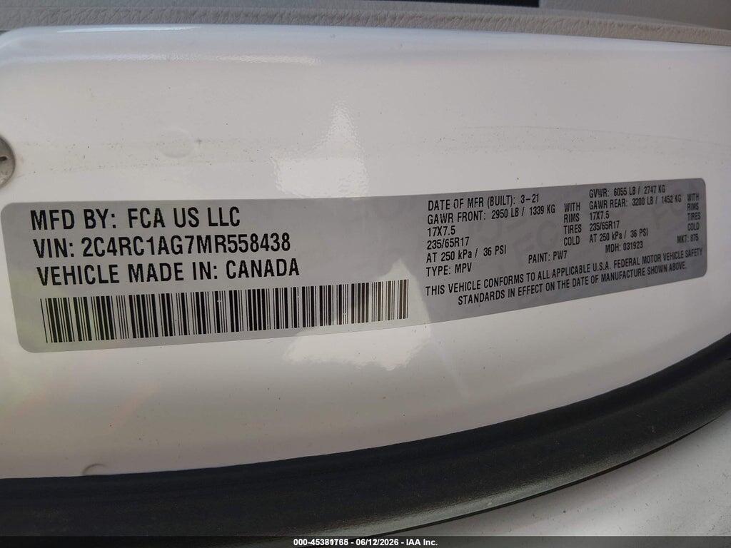 2C4RC1AG7MR558438 2021 CHRYSLER VOYAGER photo no. 9