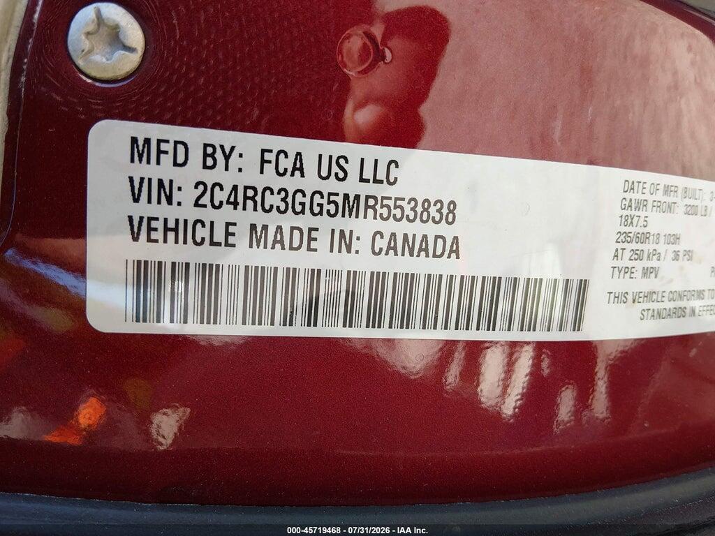 2C4RC3GG5MR553838 2021 CHRYSLER PACIFICA photo no. 9