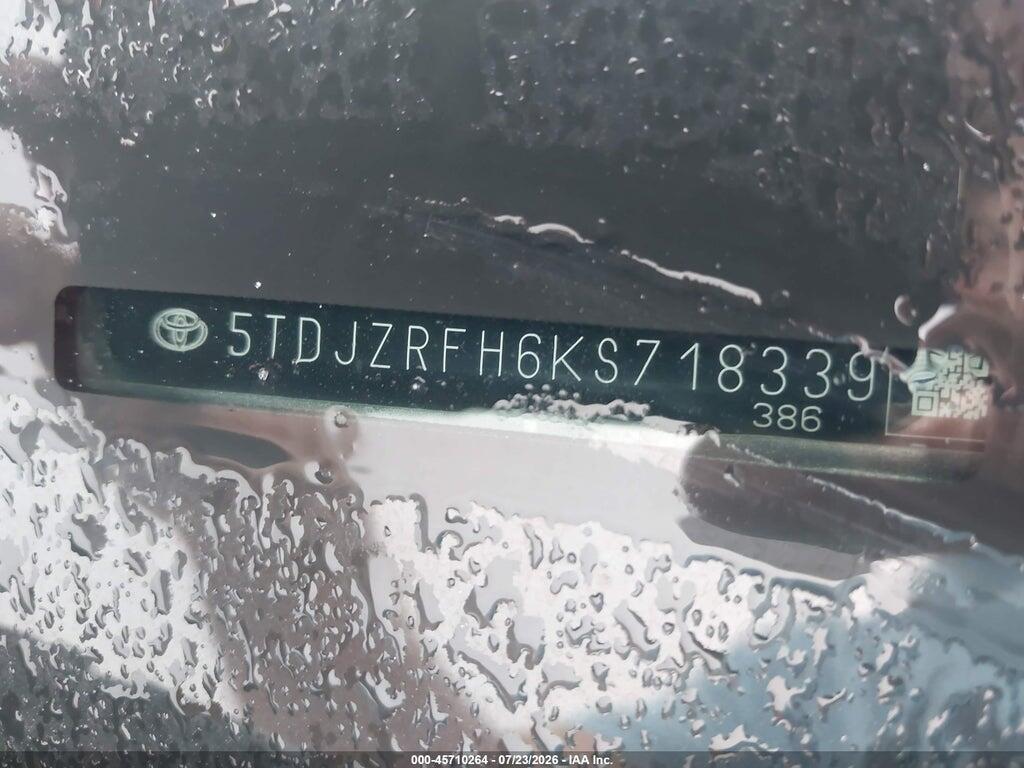 5TDJZRFH6KS718339 2019 TOYOTA HIGHLANDER photo no. 9