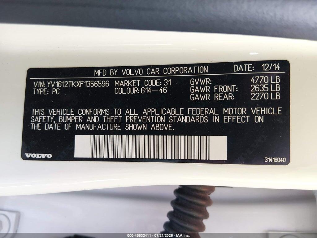 YV1612TKXF1356596 2015 VOLVO S60 photo no. 9