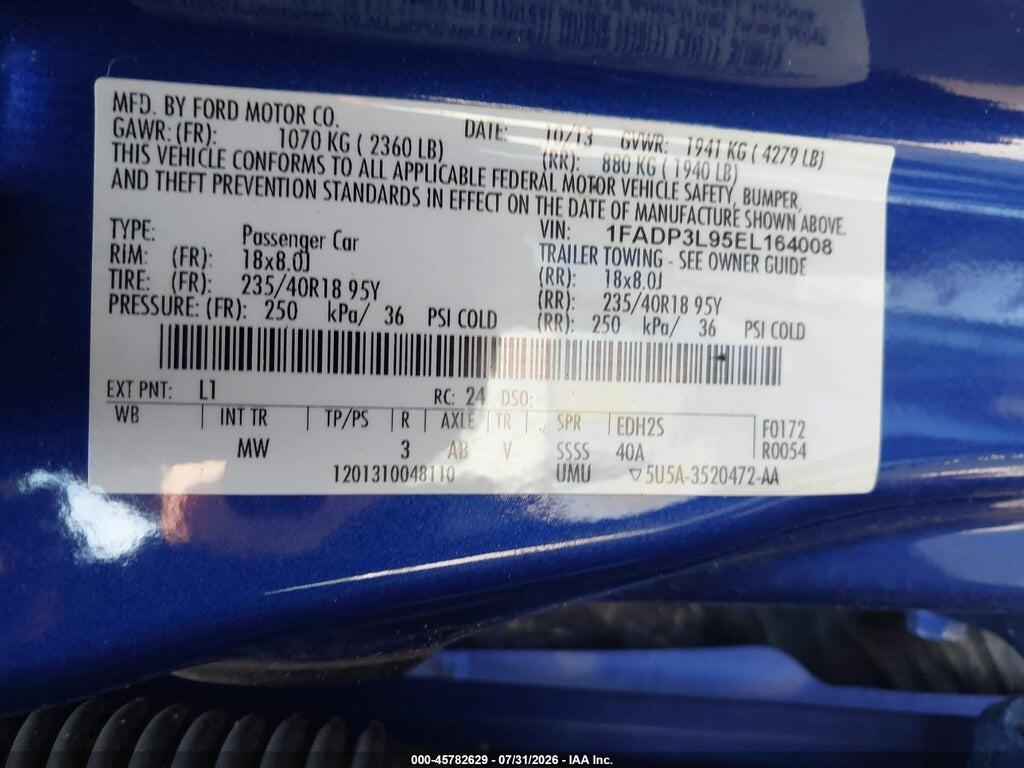 1FADP3L95EL164008 2014 FORD FOCUS ST photo no. 9