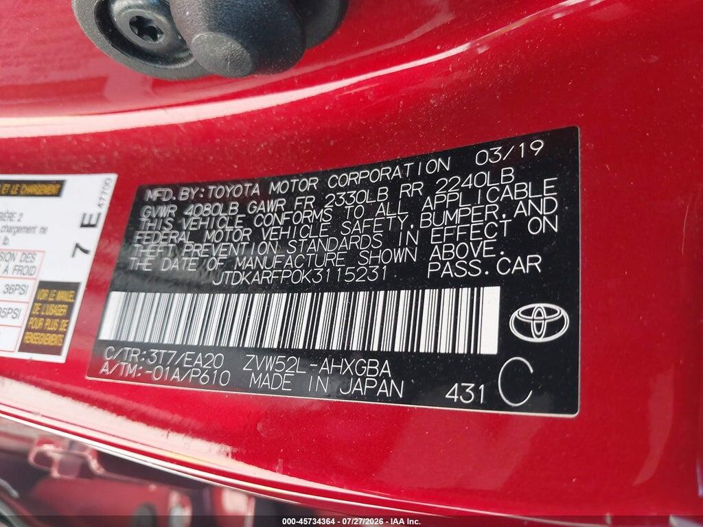 JTDKARFP0K3115231 2019 TOYOTA PRIUS PRIME photo no. 9