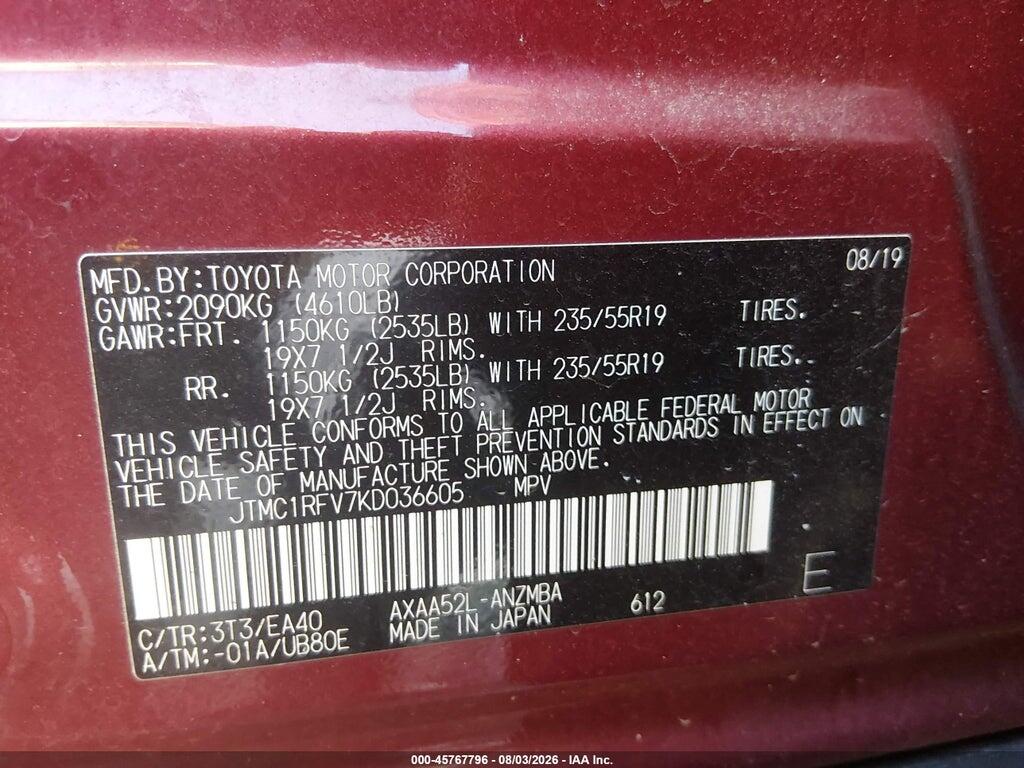 JTMC1RFV7KD036605 2019 TOYOTA RAV4 photo no. 9
