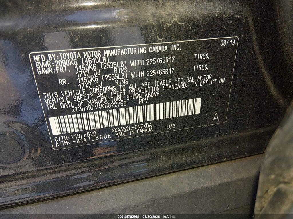 2T3H1RFV4KC022266 2019 TOYOTA RAV4 photo no. 9