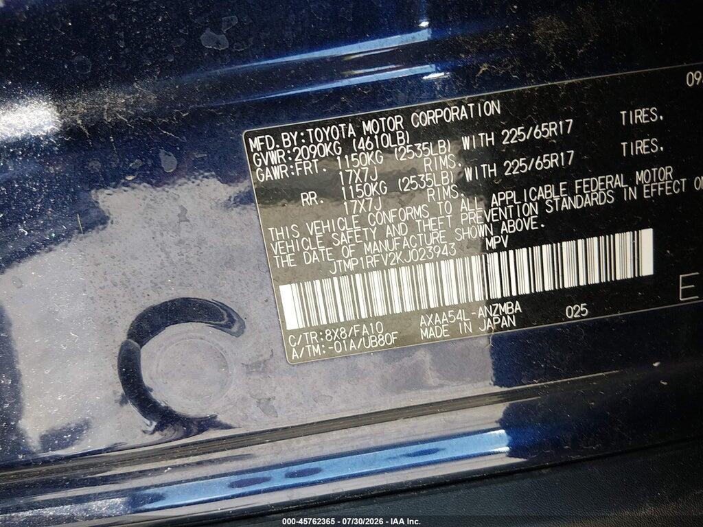 JTMP1RFV2KJ023943 2019 TOYOTA RAV4 photo no. 9